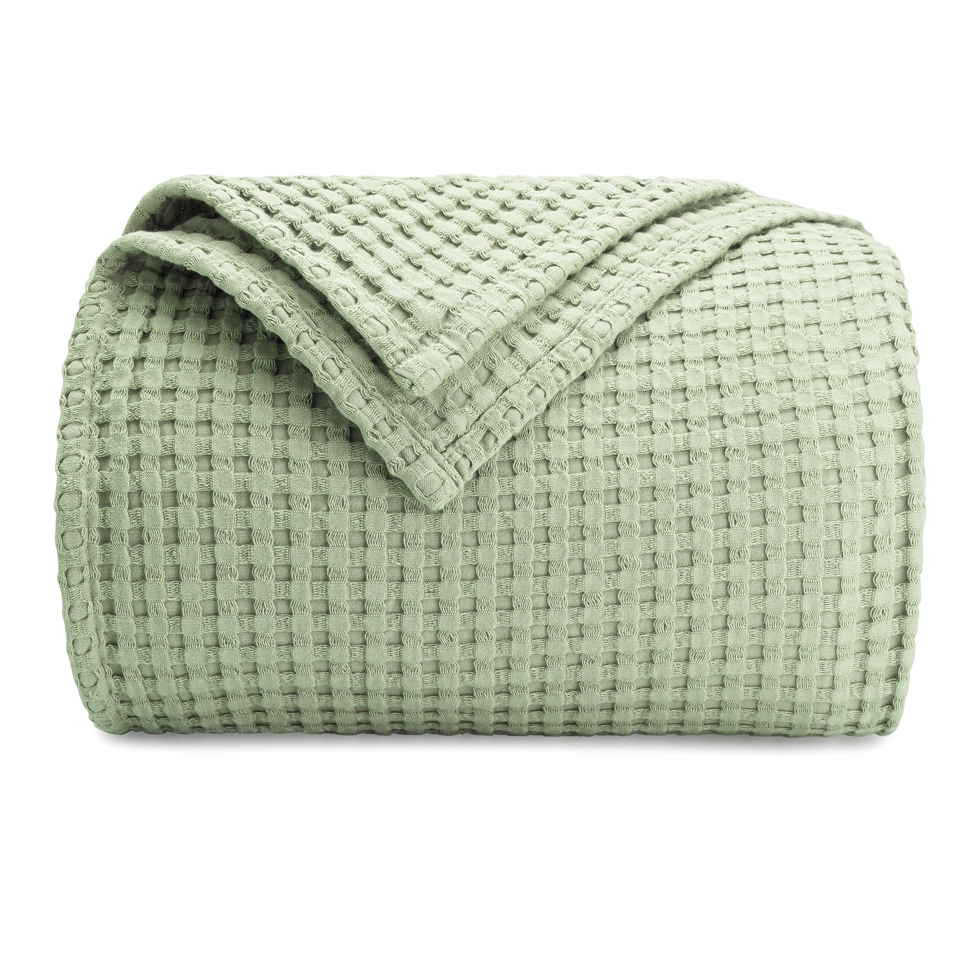 Comfy Cubs Waffle Blanket- 100% Cotton Soft - Sage