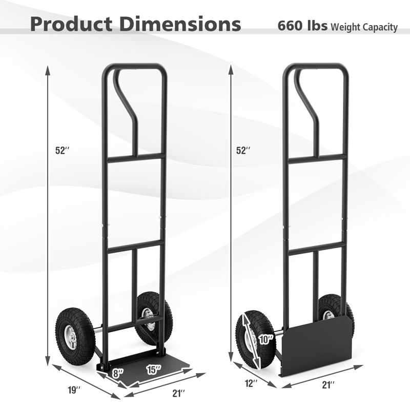 Costway Heavy Duty Hand Truck 660lbs Capacity Trolley Cart with  Foldable Nose Plate Black/Red, 3 of 11