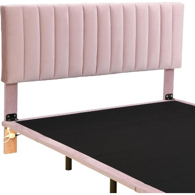 Acekool Modern Queen Size Floating Bed Frame with Motion Sensor Night Lights, Upholstered Platform, Noise-Free, Beige
