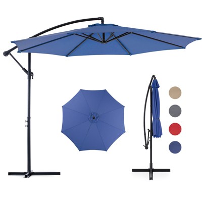 DOMETOUR 9.8FT Offset Patio Umbrella, Cantilever Outdoor Sun Shade, Easy Tilt, UV Protection for Backyard, Lawn, Garden, Pool