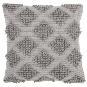 HomeRoots Light Gray Textured Diamonds Throw Pillow - 1 of 4