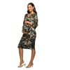 24seven Comfort Apparel Maternity Three Quarter Sleeve Faux Wrap Dress in Green Animal Print - 2 of 3