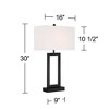 360 Lighting Modern Table Lamp with USB and AC Power Outlet 30" Tall Black Metal White Rectangle Shade for Living Room Bedroom House - 4 of 4