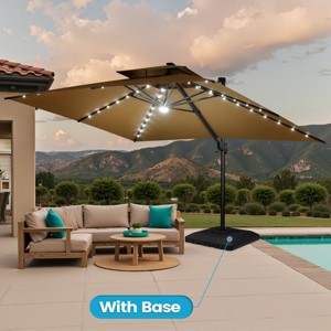 Crestlive Products 13FT Patio Cantilever Umbrella with Light Base Set Double Top High-strength Aluminum 360°Rotation 5 Heights Adjustable - 1 of 4