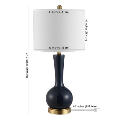 Gaetna Navy Glass Table Lamp with White Drum Shade