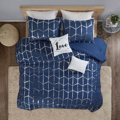 navy blue twin bed set