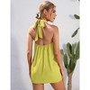Womens Satin Halter Dress Sleeveless Tie Back Summer Dress V Neck Back Elastic Basic Mini Dress for Going Out, Club Dress Cocktail Dress - 2 of 4