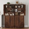70" Tall 4-Door Pantry Cabinet - Freestanding Storage Hutch w/Adjustable Shelves - 3 of 4