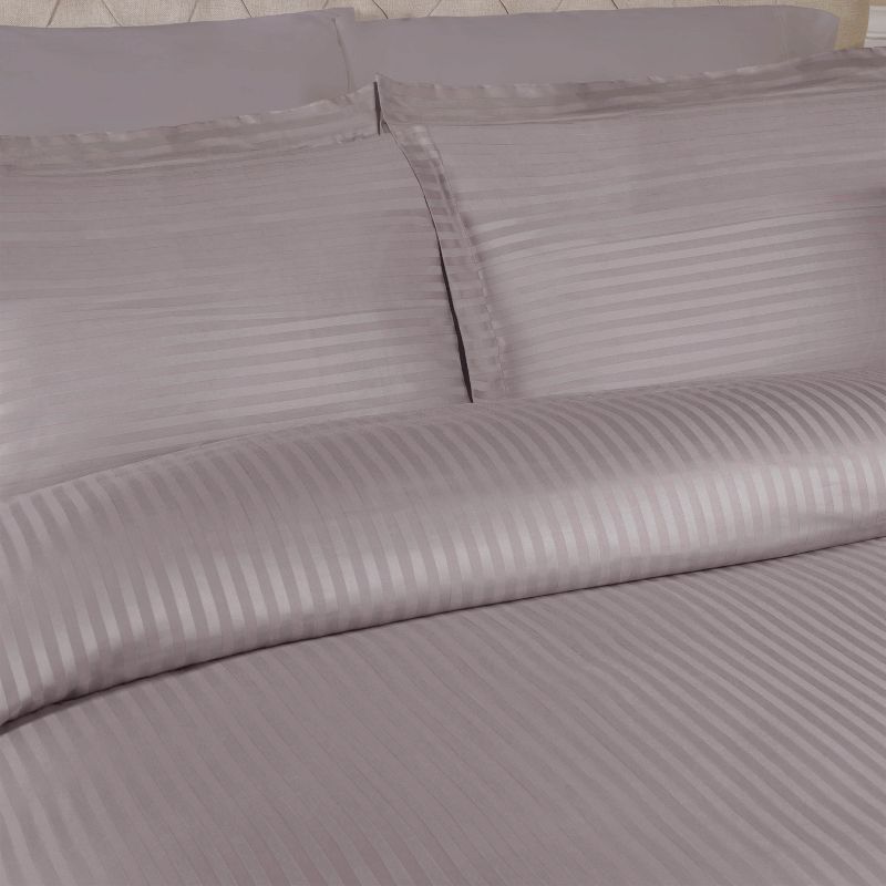 100% Premium Cotton 300 Thread Count Stripe Duvet Cover Set with Pillow Shams by Blue Nile Mills, 3 of 6