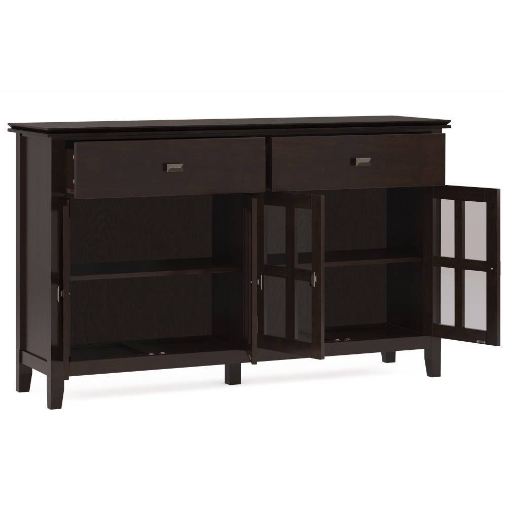 WyndenHall Stratford Large 4 Door Sideboard Buffet Dark Chestnut Brown