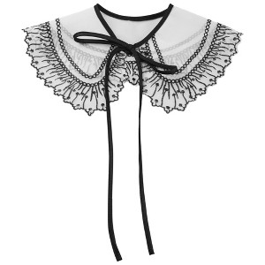INSPIRE CHIC Women's Semi-Sheer Embroidery Neck Ruff Detachable Fake Dickey Collar Little Shawl 1 Pc - 1 of 4