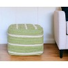 HomeRoots 18" Green And White Cotton Cube Striped Pouf Ottoman - 2 of 4