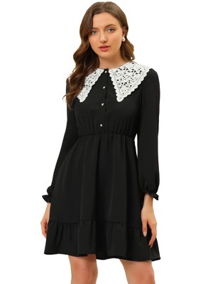 Black dress lace outlet collar