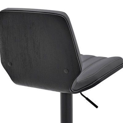 Contemporary Gray Faux Leather & Black Metal Adjustable Swivel Bar Stool
