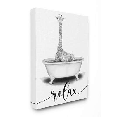 Stupell Industries Giraffe Bathroom Sketch Bath Relaxation Animal Design