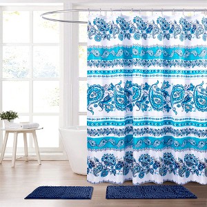RT Designers Collection Pelham Park Charity 14 Pieces Bath Set 70"x72" Teal - 1 of 4