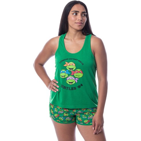 Nickelodeon Teenage Mutant Ninja Turtles Womens' 84 Tank Pajama Short Set  (M) Green
