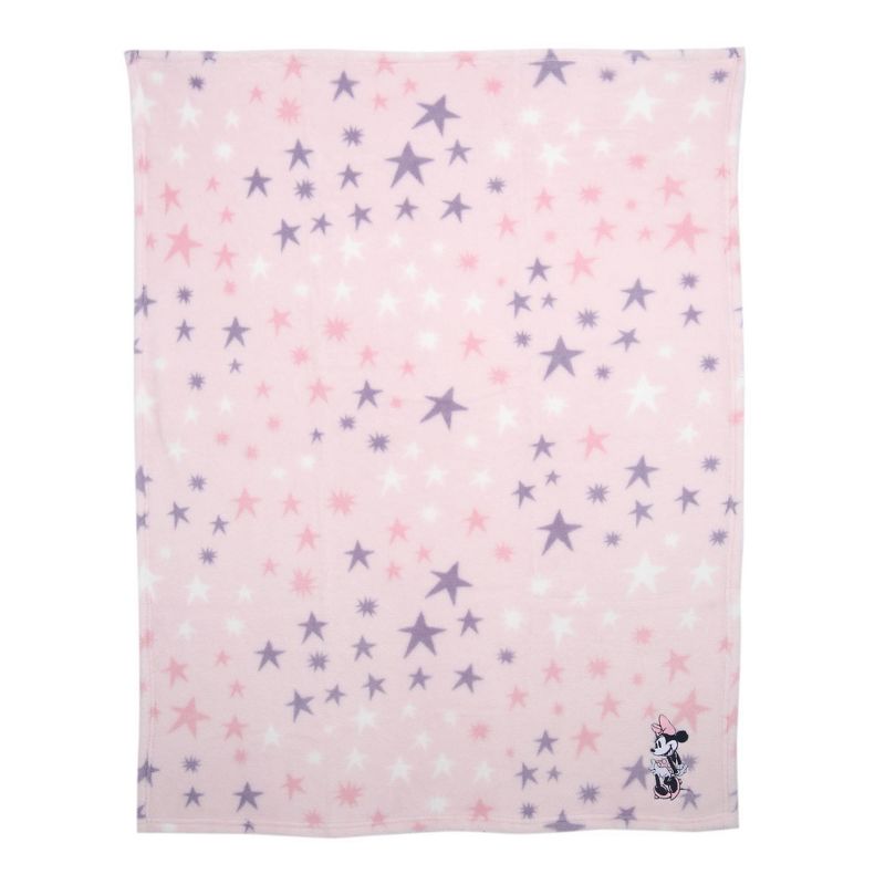 Lambs &#38; Ivy Disney Baby Minnie Mouse Appliqued Pink Star Fleece Baby Blanket, 2 of 5
