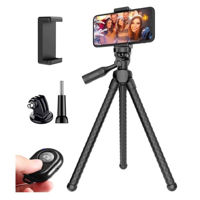 DOMETOUR Portable And Adjustable Flexible Phone Tripods Camera Stand Holder With Remote