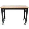 Steel Workbench with Rubber Wood Top and Adjustable Height and Rolling Wheels - 4 of 4