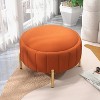 SEYNAR Modern Velvet Round Storage Ottoman with Gold Legs - 2 of 4