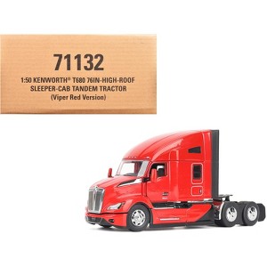 Kenworth T680 76" High Roof Sleeper Cab Truck Tractor Viper Red "Transport Series" 1/50 Diecast Model by Diecast Masters - 1 of 4