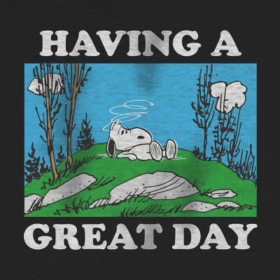 Мужские футболки Peanuts Men's Peanuts Snoopy Having a Great Day Short Sleeve Graphic T-Shirt - Black M — фото 2