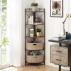 VECELO Corner Cabinet, Tall Storage Shelf for Small Space, Bookshelf Display Shelves Rack in Living Room/Bedroom, Brown - 4 of 4