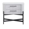 Vynxaria 2-Drawer Nightstand - USB Type C Port, Reeded Fronts, Metal Accent Base, Ball Bearing Guides, White - 2 of 4