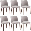 Modern Dining Chair Set of 4/6, Linen Upholstered Kitchen Chairs with So Lid Wood Legs, Wingback Ergonomic Design, Thick Cushions for Dining Room - 2 of 4