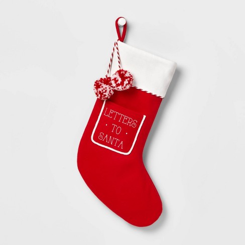 Faux Wool 'Letters to Santa' Pocket Christmas Stocking Red - Wondershop™ - image 1 of 3
