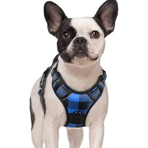rabbitgoo Dog Harness No-Pull, Comfortable Padded Plaid Harness with Handle Easy Control, Adjustable Reflective Pet Vest , Blue Plaid, S - 1 of 1