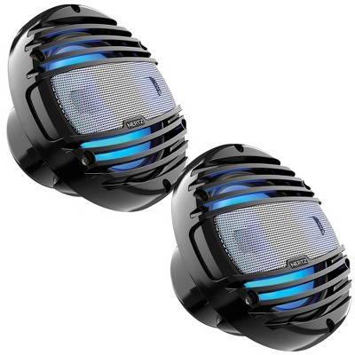 Hertz HMX 8 LD-TC - 8" 4-Ohm Coaxial Marine Speakers with RGB LEDs, Black Grilles, Pair