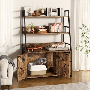 Hooseng Cat Furniture, Large Storage Space Cat Furniture, Furniture Wooden Cat tree, Cat Furniture with 3 Shelves and Doors - 1 of 4