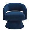 TIRAMISUBEST Modern Swivel Barrel Chair, Upholstered Velvet Accent Chair with 360¡ã Swivel and Open Backrest, Armchair for Living Room, Bedroom (Navy) - 4 of 4