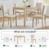 Aukfa 5-Piece Wood Dining Table Set for 4 - Modern Kitchen & Dining Room Table with 4 Beige Upholstered Chairs - 4 of 4