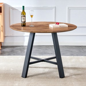 42" Modern Round Kitchen Table,Dining Table with Faux Marble Texture Tabletop and Stainless Steel Legs,MDF Dining Table-Koiai - 1 of 4