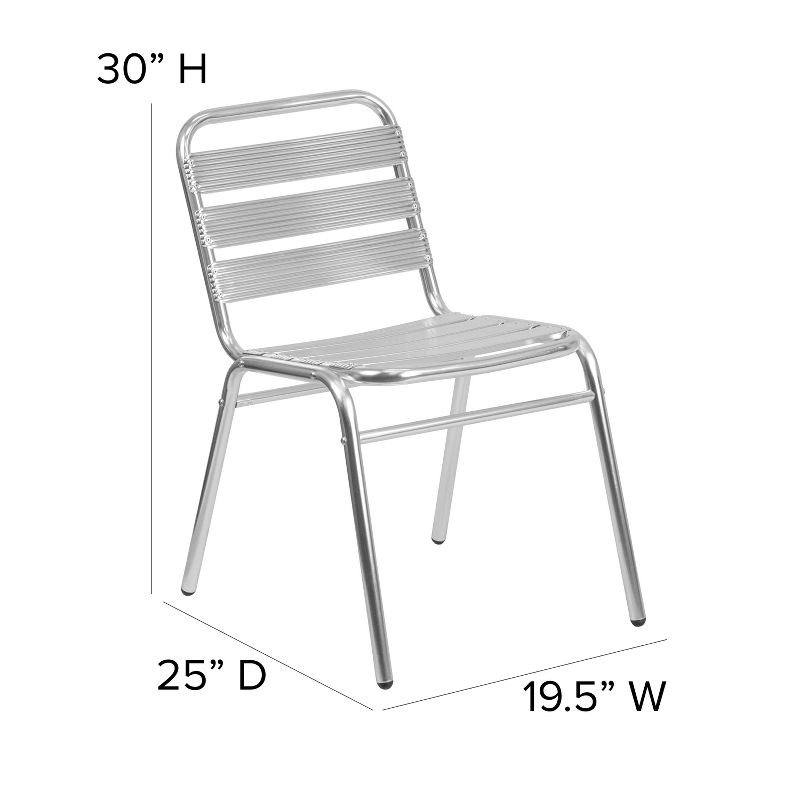 Emma and Oliver Aluminum Indoor-Outdoor Stack Chair with Triple Slat Back, 4 of 11
