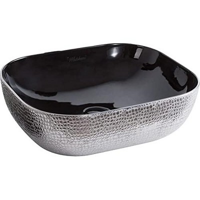 ALFI Isabella Plus Collection Rectangular Above Mount Basin with an Embossed Exterior, Smooth Interior, and Center Drain
