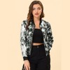 INSPIRE CHIC Women's Stand Collar Floral Prints Zip Up Lightweight Short Jacket - 2 of 4