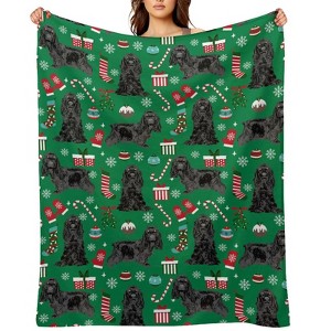 Cocker Spaniel Dog Christmas Christmas Throw Blanket Soft Fleece Christmas Blanket Cozy Flannel Throw for Couch Bed 60x80 inches - 1 of 1