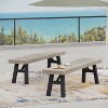Vynxaria Patio Benches - 63" Light Gray Outdoor Seating with Slat Panel Design - 2 of 4