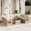 vidaXL 10 Piece Patio Sofa Set with Cushions Beige and Cream Poly Rattan - Without Storage - 2 of 4