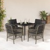 vidaXL 5-Piece Patio Dining Set with Cushions - PE Rattan Outdoor Garden Furniture - Tempered Glass & Steel - Ideal for Backyard, Deck, Gray - 2 of 4