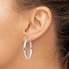 Black Bow Jewelry 3.5mm x 32mm Polished 14k White Gold Classic Oval Tube Hoop Earrings - 3 of 4