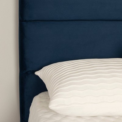 Maliza Blue Velvet Upholstered Full Platform Bed with Tufted Headboard