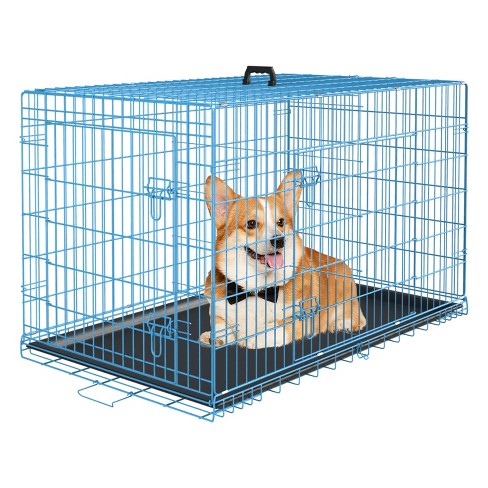 Fdw 36 Inch Dog Crates For Large Dogs Folding Mental Wire Crates Dog Kennels Pet Dog Cage Crate With Double door Removable Tray And Handle blue Target