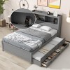 Streamdale Full Size platform bed with trundle, drawers and USB plugs, Gray - 2 of 4