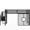 Whisen Elegant Design Twin Size Metal Low Loft Bed with Storage Staircase and Iron Mesh - 4 of 4