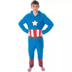Marvel Men's Captain America Classic Cap Costume Pajama Union Suit